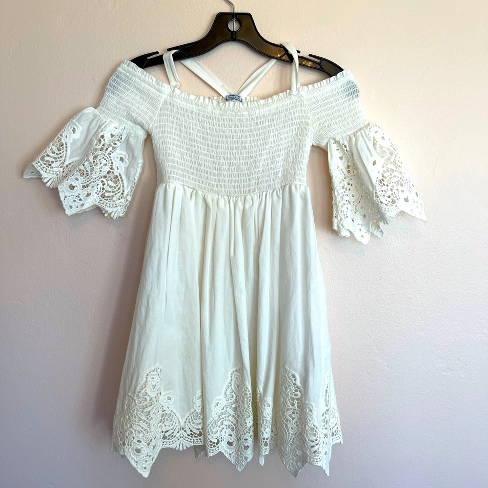 Girls White Mayoral Off the Shoulder Dress